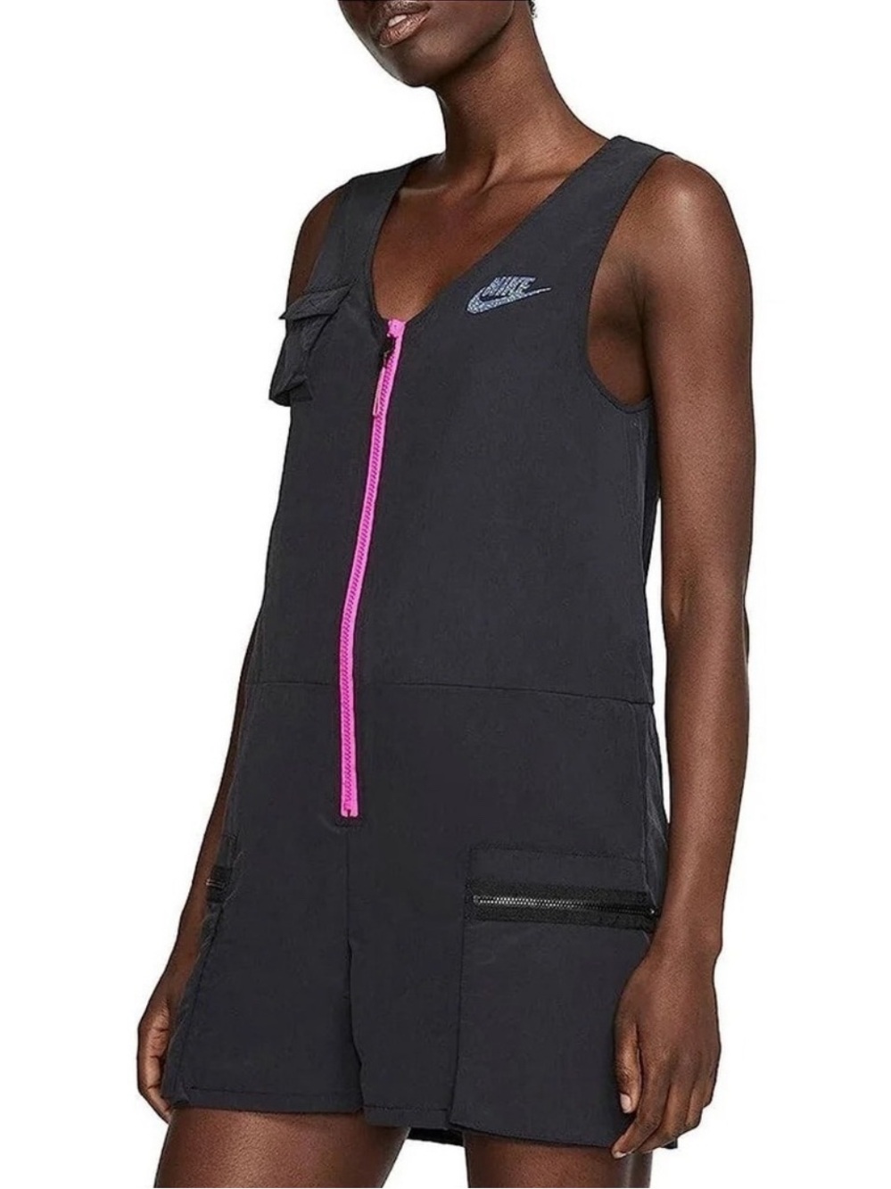 Nike Sportswear Icon Clash Women’s Romper in Black/Fire Pink Size XS Never Worn